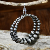 Boucles d'oreilles créoles en perles de Navajo faites à la main de style occidental 2023 pour femme