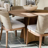 Chaise de salle à manger rembourrée style nordique pour restaurant et café, ensemble table et 4 chaises rustiques en bois de frêne massif, chaise pour événements et mariages pour hôtel