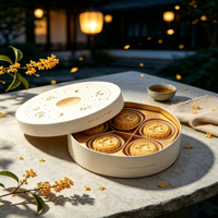 Boîte cadeau rigide écologique faite à la main avec logo personnalisé, insert multi-compartiments gaufré à la feuille d'or, pour cadeau alimentaire du Festival de la Mi-Automne