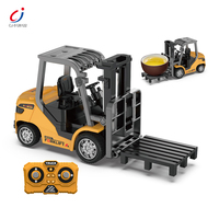 Chengji Alloy Véhicules de construction télécommandés, Camion de chantier jaune simulé sur le thème de l'ingénierie, Mini chariot élévateur télécommandé