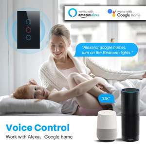 Tuya WiFi Smart Switch Berührungs sensor 1/2/3/4-Gang-Wandtastenschalter Alexa Google Home Kompatibel US Kein neutrales System Max 10A - Product Image 2