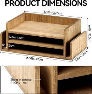 Organizador de Escritorio de Madera con 5 Bandejas, Bandeja para Documentos, Cartas, Carpetas, <span class=keywords><strong>Correo</strong></span>, Archivos, Organizador de Oficina de 3 Niveles - Product Image 6