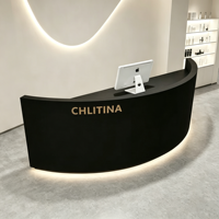 Comptoir de réception incurvé pour salon de beauté, comptoir moderne avec éclairage LED, table de réception de spa avec logo personnalisé