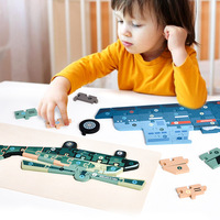 Jeu de puzzle en bois 3D Montessori pour enfants, véhicules militaires, missiles, navires de guerre, hélicoptères, jouets éducatifs pour enfants