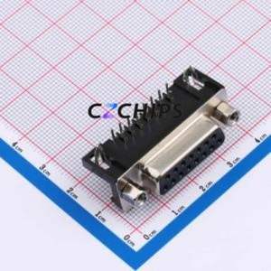 D-SUB-DR-15PCM-CB D-Sub/VGA Connector Bent Lead Through Hole Connector Female 15P Right Angle Insert 2 - Product Image 1