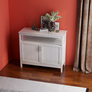 <b>White</b> Kitchen Storage <b>Sideboard</b> Buffet Cabinet With Doors And Open Shelf For Serving And Organization - Product Image 4