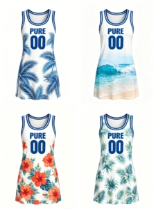 Vestido de Baloncesto Personalizado PURE <span class=keywords><strong>Aloha</strong></span> con Flores Tropicales, Jersey sin Mangas para Mujer, Vestido Tipo Chaleco, Conjunto de Vestido, Vestido en Oferta - Product Image 2