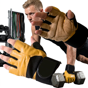 Wholesale SAAR INDUSTRIES Professional Leather for Closure Lightweight Fingerless Breathable Non-Slip Weightlifting Gloves - Product Image 1