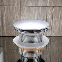 Desagüe de lavabo de acero inoxidable moderno con diseño de botón pulsador emergente de desbordamiento, enchufe emergente de baño para baños y bañera