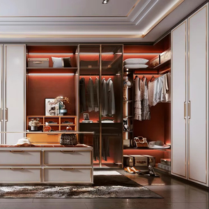 <span class=keywords><strong>Armadio</strong></span> Walk-In Contemporaneo <span class=keywords><strong>Arancione</strong></span> Resistente all'Umidità con Ante in MDF, Soluzione Indipendente per Cabina <span class=keywords><strong>Armadio</strong></span> da Camera da Letto in Villa - Product Image 1