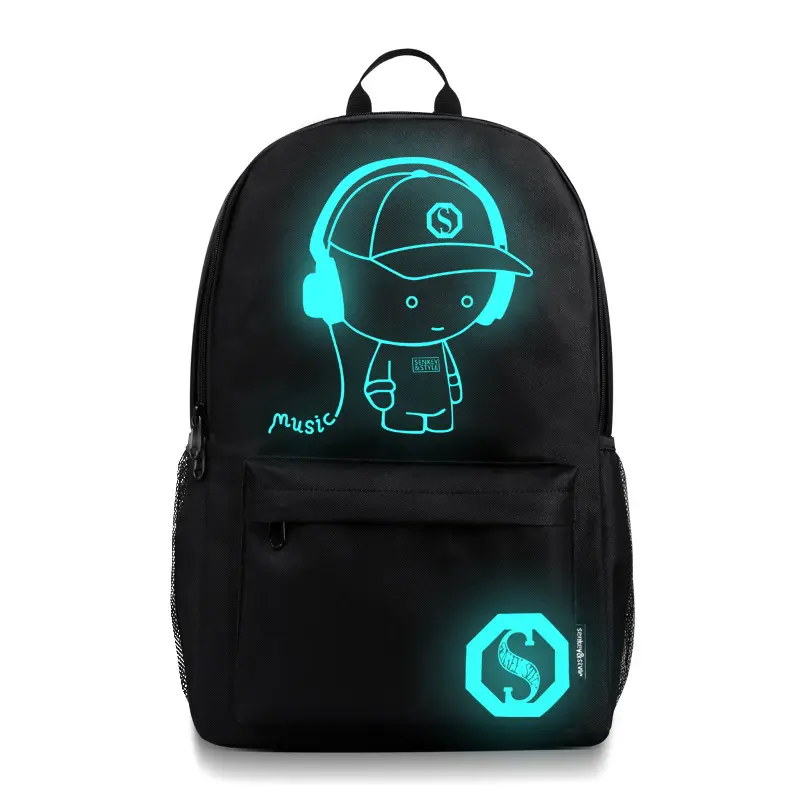 Luminous Backpack Waterproof Anti-theft Cartoon Anime Smart Teen College School Laptop Bag Backpacks USB