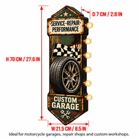 Enseigne lumineuse LED en métal personnalisée pour garage, style vintage, pour atelier de réparation automobile, garage de course, décoration murale