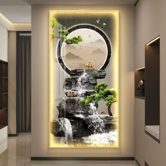 Factory Direct Modern Nice-looking LED 3D Wall Decoration with PP Paper Aluminum Alloy Floral Pattern Light Landscape Paintings