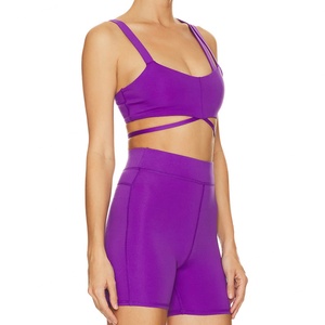 Ensemble de yoga sexy pour femme 2023 : soutien-gorge dos croisé et leggings taille haute moulants en Spandex et Polyester imprimé avec fermeture élastique à la taille - Product Image 5
