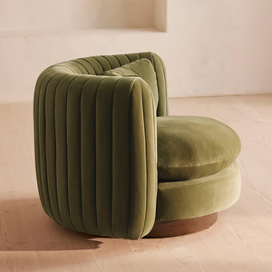 Faddish Vải Nhung Màu Xanh lá cây và khung gỗ giọng ghế khách sạn sang trọng xoay ghế - Product Image 2