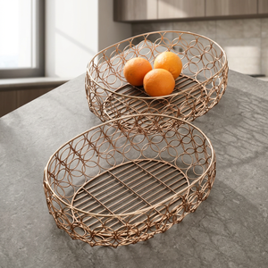 Panier de rangement rond en métal fait main, design minimaliste, pour cuisine, conteneur alimentaire, à un seul niveau, conception soudée - Product Image 6