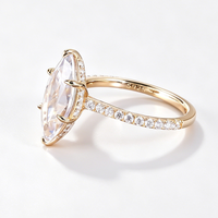 Bague de fiançailles et de promesse en argent sterling 925 plaqué or avec diamant moissanite taille marquise certifié GRA
