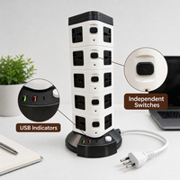 Multiprise intelligente verticale multi-prises multifonction avec port de charge USB, type tour, pour appareils électroménagers