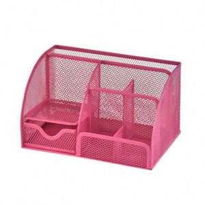 Organizador de Escritorio de Malla para Oficina en Casa, Escuela, Aula o Taller, con 6 Compartimentos y 1 Cajón, Portaplumas y Organizador de Papelería - Product Image 1