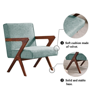 Sillón de ocio elegante HANYEE, sillas de madera maciza con reposabrazos, asiento de esponja para muebles de sala de estar - Product Image 2