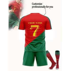 Ensemble de maillot et short de football personnalisé deux pièces unisexe respirant grande taille à séchage rapide 7 uniformes d'entraînement pour équipes de match - Product Image 2