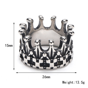 Anello Unisex in Acciaio Inossidabile Stile Gotico Retrò <span class=keywords><strong>Punk</strong></span> Europeo Americano con Corona Elettroplaccata Vendita Diretta dalla Fabbrica - Product Image 2