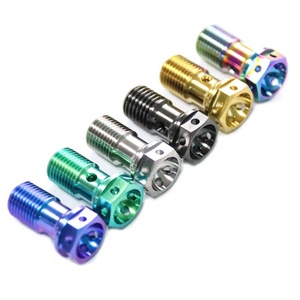Vendita Diretta dalla Fabbrica, <span class=keywords><strong>Bulloni</strong></span> Banjo in Titanio per Moto Marca RFX, M10 Gr5, <span class=keywords><strong>Testa</strong></span> <span class=keywords><strong>Esagonale</strong></span>, Filettatura UNF, Anodizzati Colorati, Misure Personalizzate OEM - Product Image 1
