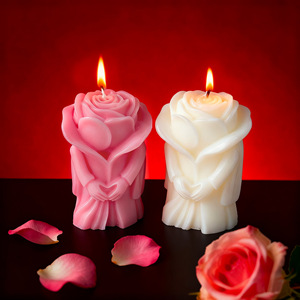 Rose Shape Couple Scented Candle Creative Decorative <b>Ornament</b> Romantic Wedding Decoration Valentine Gift Aroma Candle - Product Image 2