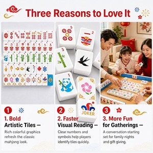 Set di Tessere Mahjong Mini Stampate in 3D a Quattro Colori, Gioco da Tavolo Portatile, Ornamento, Gioco da Tavolo per Famiglie, per Feste al Chiuso e Casa - Product Image 6