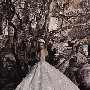 2025 Новое трансграничное бальное платье AliExpress, свадебное платье с длинным рукавом, Африканское кружево для невесты, оптовая продажа - Product Image 2