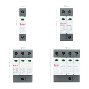 KORLEN T2 AC SPD 30-60kA 3P perangkat pelindung lonjakan tegangan rendah untuk Perlindungan Petir sistem surya Model KNY2-60 DIN rel - Product Image 3