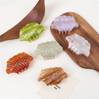 BIZE Nouvelle pince à cheveux en acétate de cellulose en forme de feuille de requin vintage française, pince à cheveux décorative quotidienne pour filles, accessoires pour cheveux