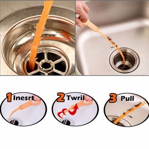 Déboucheur de drain en plastique très vendu pour toilettes, baignoires, éviers de cuisine et douches – Outil long pour éliminer les cheveux et les obstructions - Product Image 3