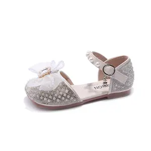 2023 Neuankömmling Sommer Prinzessin Schuhe Bowknot bedeckt Zehen Kinder weiche Wohnungen Kleinkind Perle Schuhe Kinder Sandalen