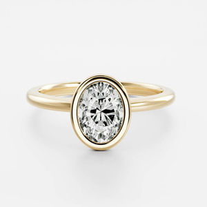 Hình bầu dục bezel Solitaire IGI giấy chứng nhận Lab Grown kim cương trong 9K/10k/14k/18K vàng rắn Wedding engagement <span class=keywords><strong>Ring</strong></span> - Product Image 1