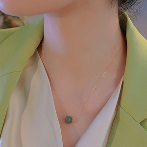Qinghai Hetian Jade Ball Necklace Women's Round Geometric Clavicle Chain Gift Fashion Jewelry - Product Image 1