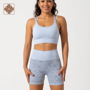 High Waist Ribbed Yoga <b>Shorts</b> With Seamless Design Breathable Spandex Polyester Workout Gym Wear Biker <b>Short</b> Solid Pattern - Product Image 1