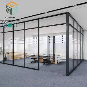 SZMK 2026 Cloison mobile en verre pour bureau, chambre et salle à manger, <span class=keywords><strong>cadre</strong></span> en aluminium, verre trempé insonorisé, design moderne, dimensions personnalisées, usage <span class=keywords><strong>commercial</strong></span> - Product Image 2