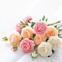 Bouquet de pivoines artificielles en soie, arrangement de fleurs artificielles, centre de table de mariage, décoration de table à domicile
