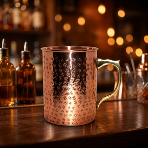 Mug en cuivre - Cuivre pur de haute qualité, double paroi, grande capacité, mug écologique, dessous de verre, design moderne et luxueux - Artisanat indien - Product Image 1