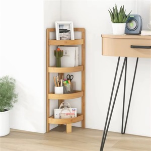 Estante de Esquina para Baño de Bambú, 4 Niveles, Estante de Almacenamiento Independiente, Color Natural, Forma Triangular - Product Image 4