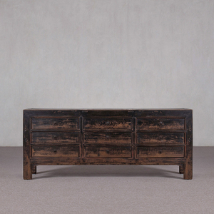 Armoire basse à 9 tiroirs de style farmhouse, commode en bois vieilli pour <span class=keywords><strong>salon</strong></span> et salle à manger - Product Image 1