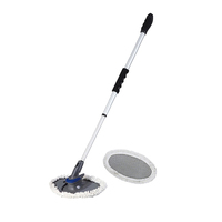 FantasiCLEAN Serpillère de lavage de voiture en microfibre de polyester durable, tête rotative, manche extensible, nettoyage de la maison, brosse de nettoyage des sols