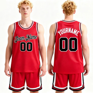 Maillots de basket-ball en mesh personnalisables, vêtements de sport respirants, uniforme de basket-ball <span class=keywords><strong>Allstar</strong></span>, design de couleur rouge - Product Image 1