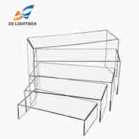 Présentoir de table en acrylique transparent fait main, 3 pièces, écologique et lavable, en forme d'escalier pour organisateur - EMO