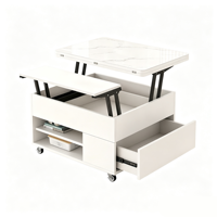 Table basse multifonctionnelle avec plateau en verre relevable, convertible 2-en-1, table d'appoint mobile moderne pour salon et usage domestique