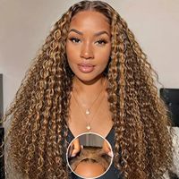 Perruque Lace Front HD 13x4, Cheveux Humains Indiens, Couleur Naturelle, Bouclés Profonds, Effet Dégradé Roux, Sans Colle, 13x6