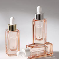Flacons compte-gouttes en verre transparent givré de 30 ml, nouveau style haut de gamme, pour huiles essentielles, cosmétiques et parfums – Emballage vide