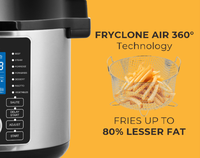 Casserole multifonctionnelle 2 en 1 avec boîtier en acier inoxydable et fonction de friture à l'air 6L