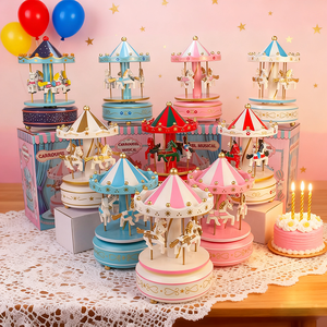 Boîte à <span class=keywords><strong>musique</strong></span> en forme de dôme pour cadeaux de retour pour enfants, boîte à <span class=keywords><strong>musique</strong></span> carrousel, vente en gros, logo personnalisé pour les cadeaux de fête - Product Image 3